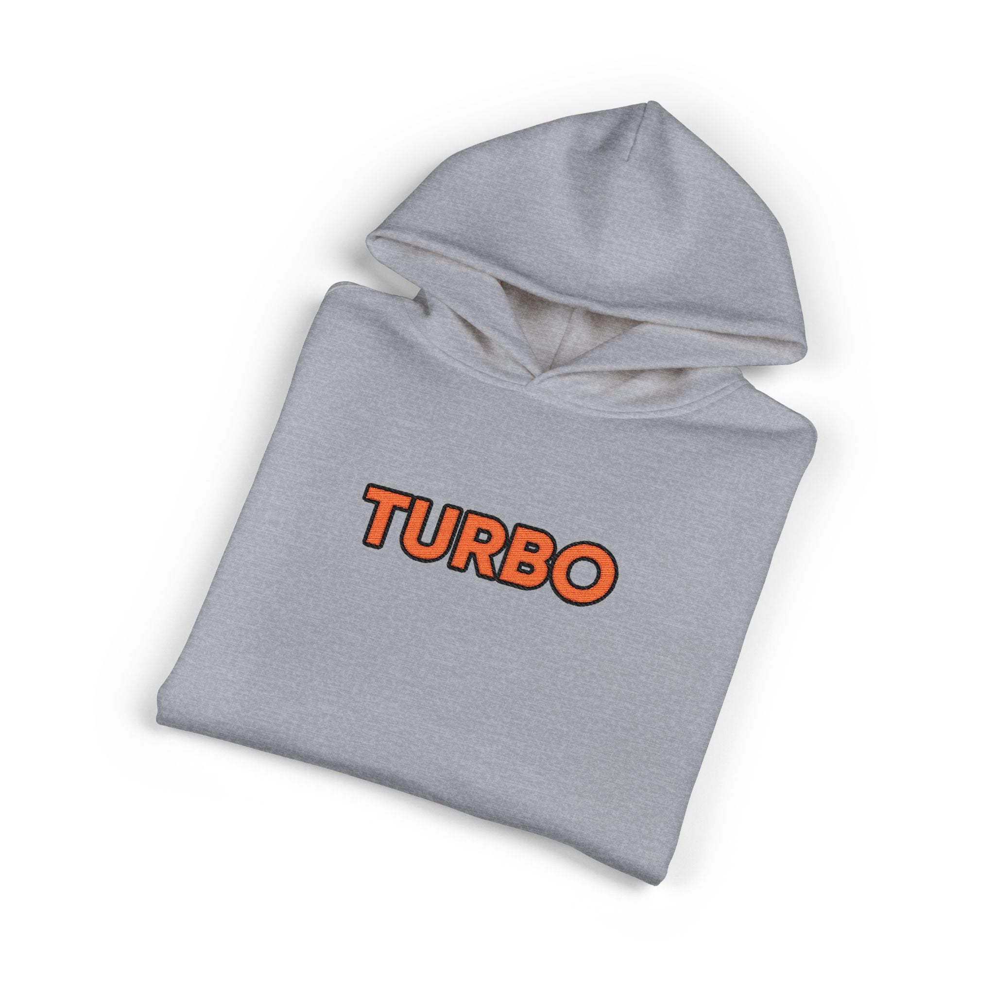 Turbo Graphic Hoodie — Retro Orange Text Pullover