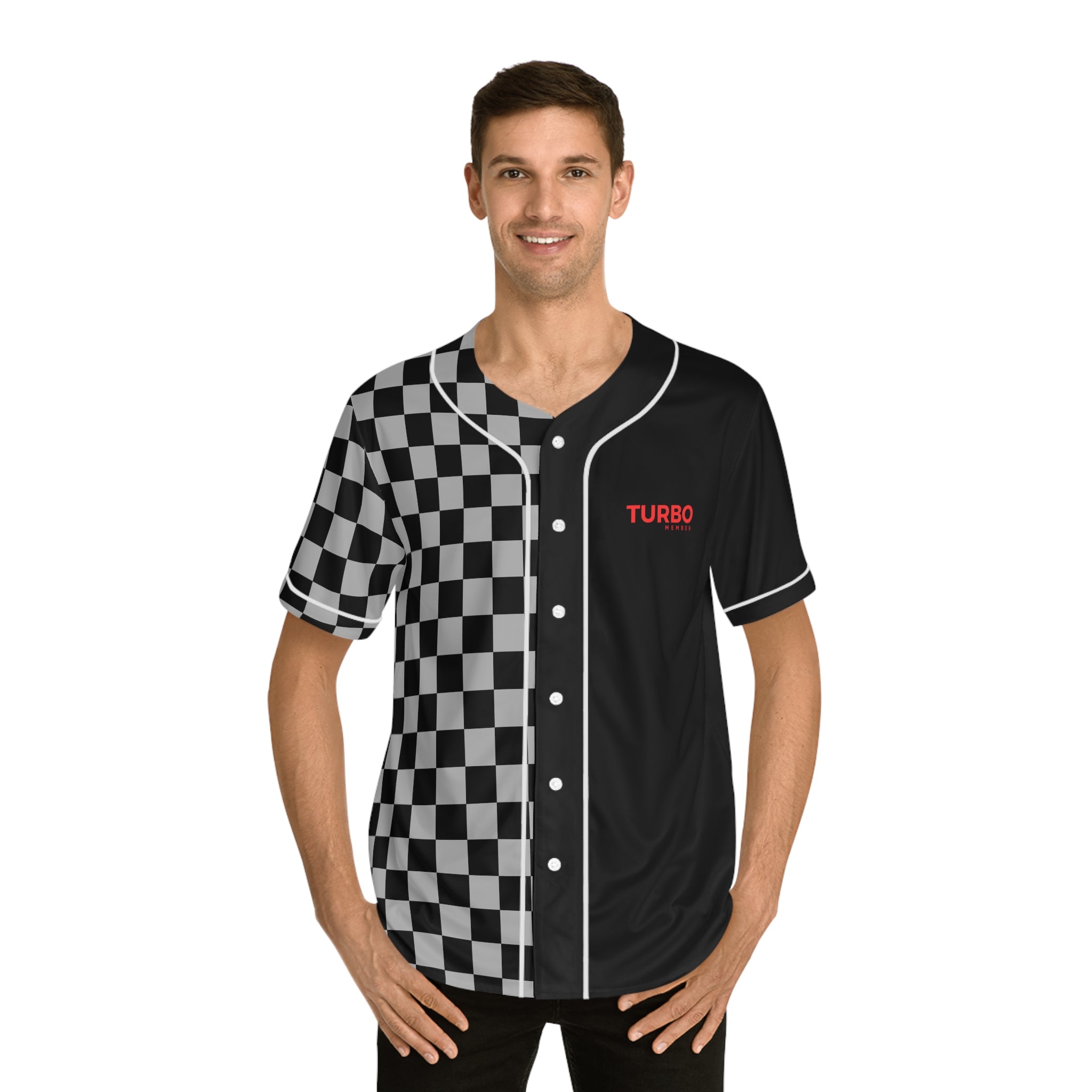Checkered Racing Men's Baseball Jersey