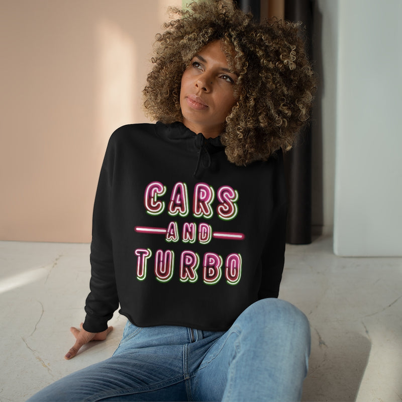 NEON Cars And TURBO Crop Hoodie