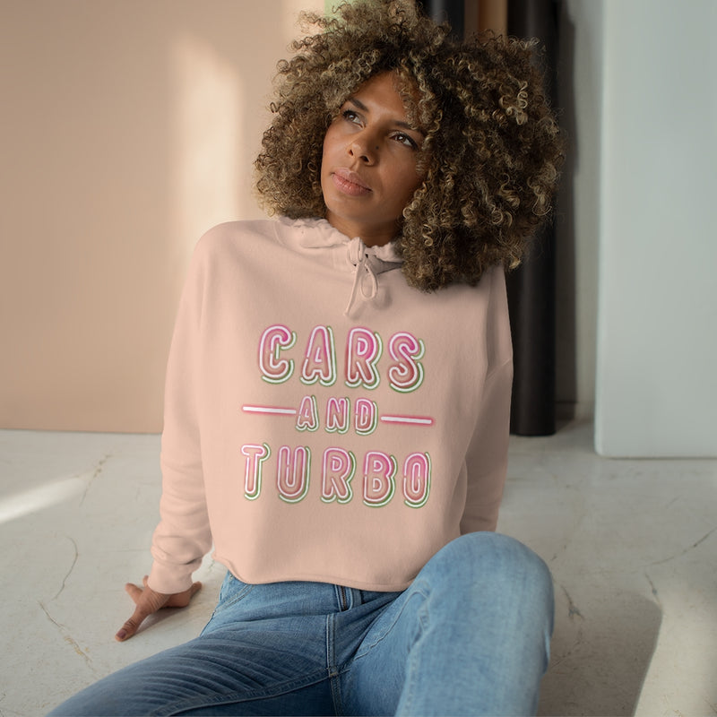 NEON Cars And TURBO Crop Hoodie