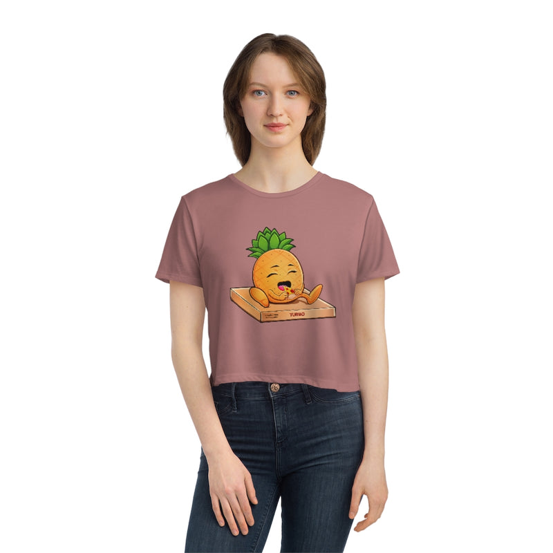 "Pinapples Paradise" Women's Flowy Cropped Tee