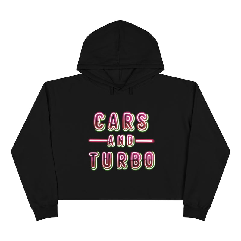 NEON Cars And TURBO Crop Hoodie