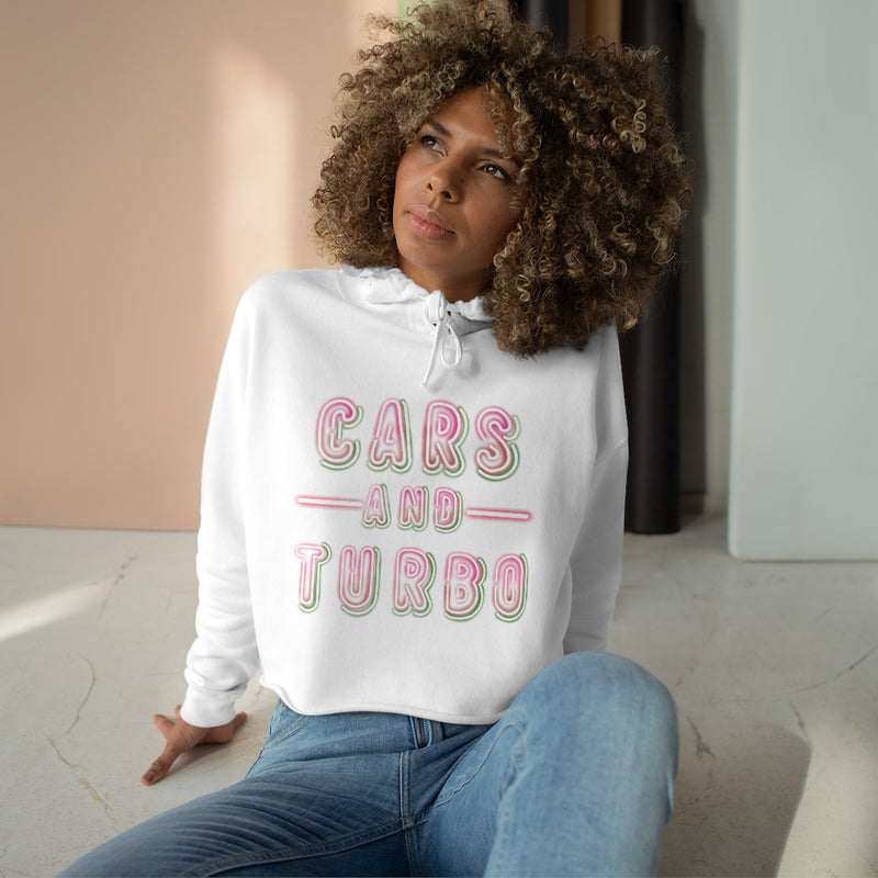 NEON Cars And TURBO Crop Hoodie