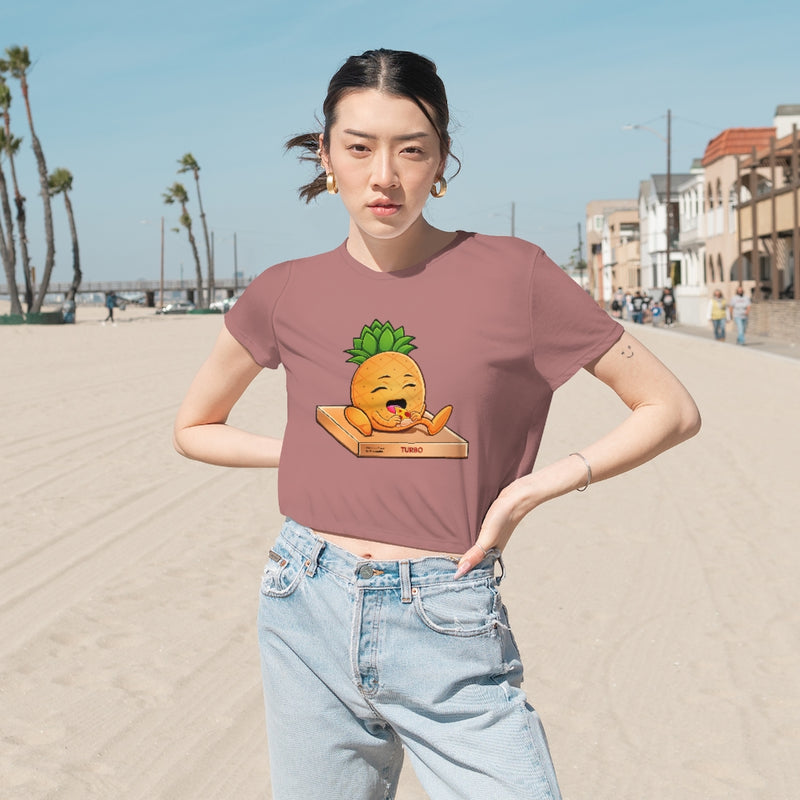"Pinapples Paradise" Women's Flowy Cropped Tee